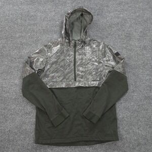 Under Armour Hoodie Mens Large Green Hybrid Anorak‎ Windbreaker Sports Pullover